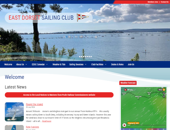 East Dorset Sailing Club Website Preview